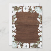 Invitation Aspect rustique gris et blanc en bois floral | Bap (Dos)