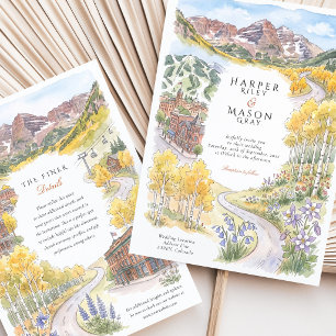 Invitation Aspen Colorado Maroon Bells Automne Mariage Aspen