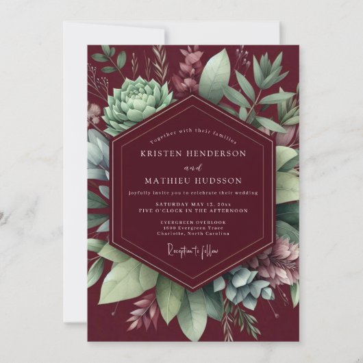 Invitation Assemblage Botanique de Bourgogne Mariage (Devant)