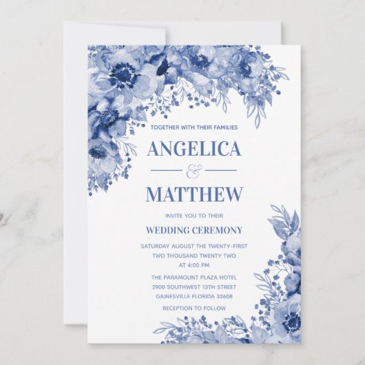 Invitation Assemblage dans le Mariage Indigo bleu (Devant)