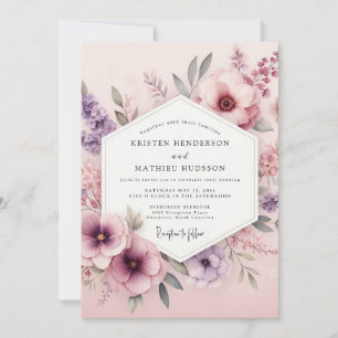 Invitation Assemblage Floral Rose Poussiéreux Mariage