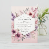 Invitation Assemblage Floral Rose Poussiéreux Mariage (Debout devant)