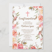 Invitation assez florale de confirmation de filles (Devant)