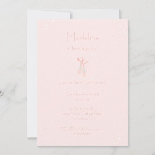 Invitation assez rose d'anniversaire de pantoufles (Devant)