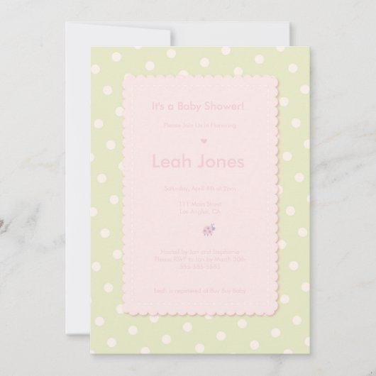 Invitation assez rose de baby shower de fille de (Devant)