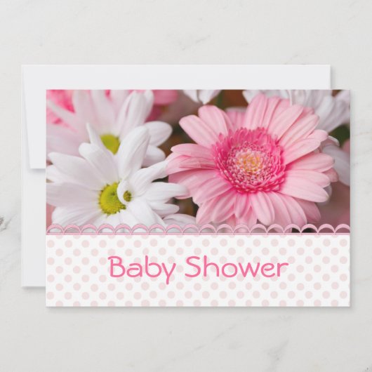 Invitation assez rose de baby shower de marguerite (Devant)