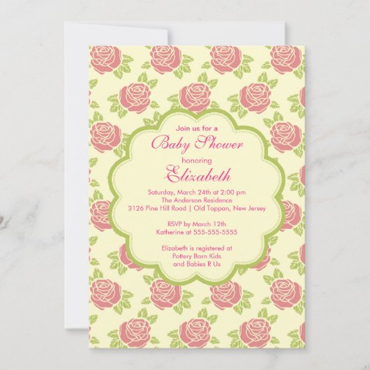 Invitation assez rose de baby shower de ressort de (Devant)