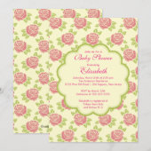 Invitation assez rose de baby shower de ressort de (Devant / Derrière)