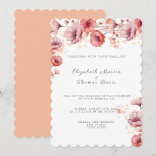 Invitation Assez Rose, Peach Fuzz, Mariage Aquarelle
