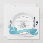 Invitation Assiette blanche avec couverts et bannière (Devant)