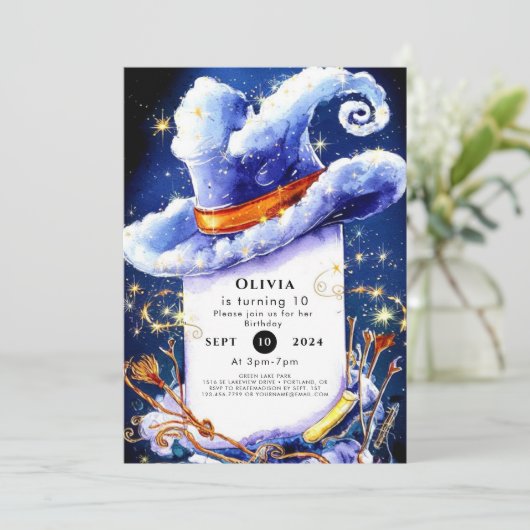 Invitation Assistant Aquarelle Whimsical Anniversaire (Debout devant)