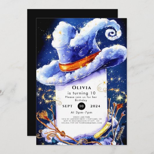 Invitation Assistant Aquarelle Whimsical Anniversaire (Devant / Derrière)