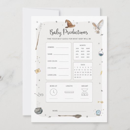 Invitation Assistant Baby shower Baby Prediction Jeu (Devant)