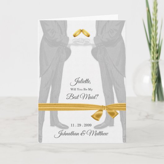 Invitation Assistant de mariage gay demande deux mariés (Devant)