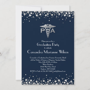 Invitation Assistant de médecin PA Diplômé Bleu marine Argent