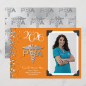 Invitation Assistant de médecin PA Diplômé Orange Argent (Devant / Derrière)