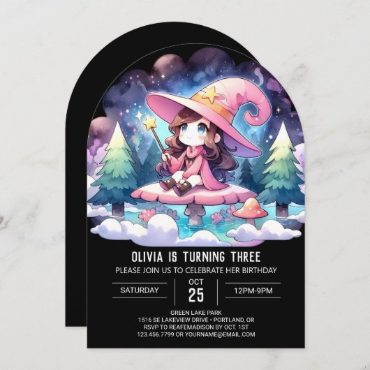 Invitation Assistant Enchanteuse douce Anniversaire (Devant / Derrière)