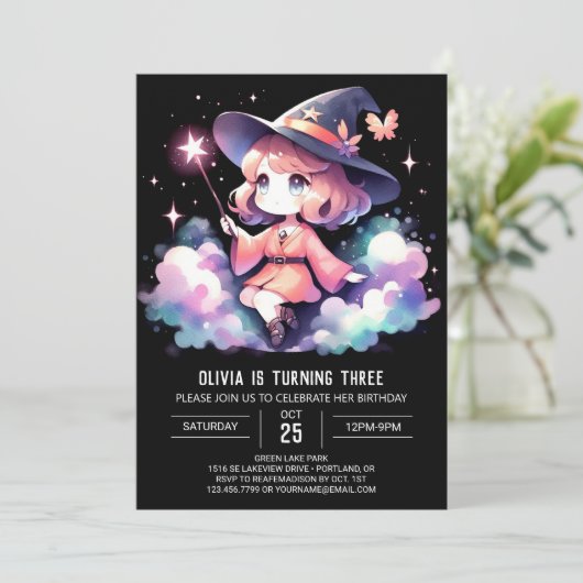 Invitation Assistant Fille personnalisée Anniversaire (Debout devant)