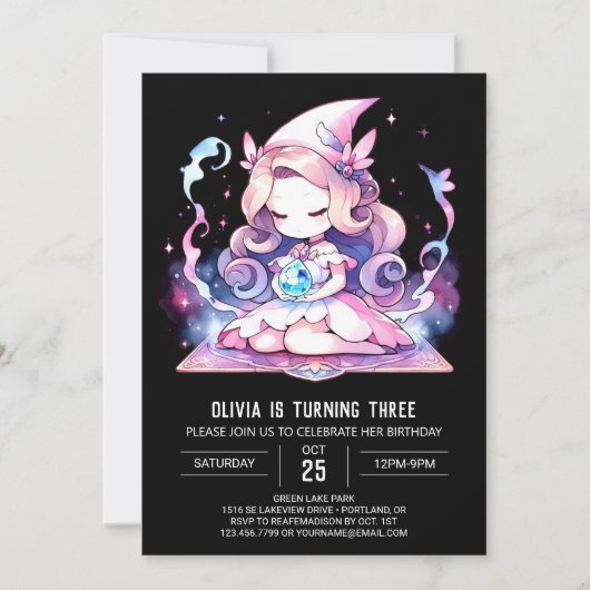 Invitation Assistant fille Whimsical Anniversaire (Devant)