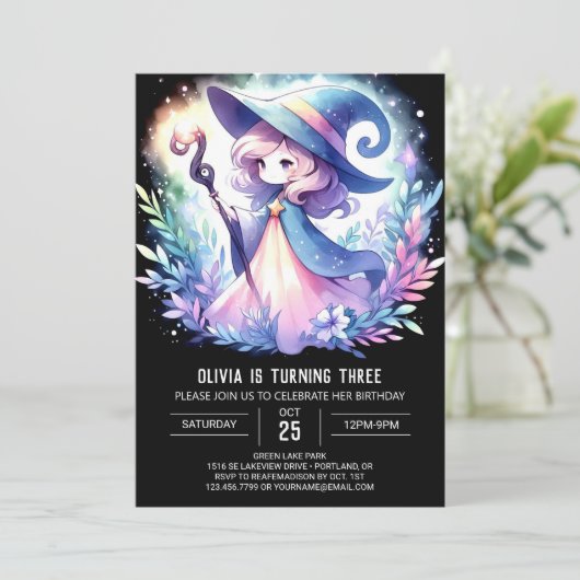 Invitation Assistant Magie Whimsical Anniversaire (Debout devant)