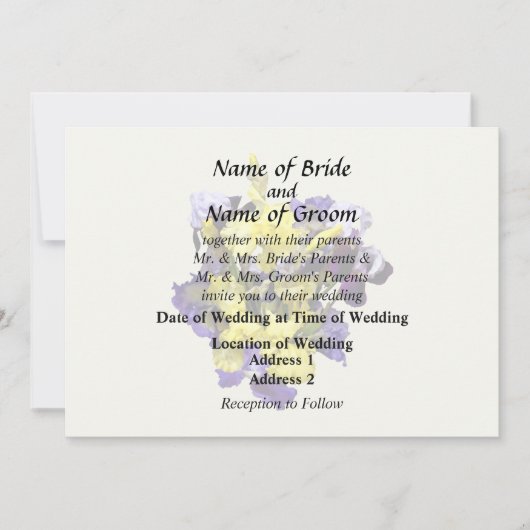 Invitation Assortiment d'iris jaune et violet (Devant)