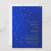 Invitation Astral Gold Stars Bleu Mariage du soir (Devant)