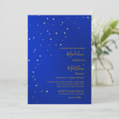 Invitation Astral Gold Stars Bleu Mariage du soir (Debout devant)