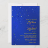 Invitation Astral Gold Stars Blue Starry Mariage du soir (Devant)