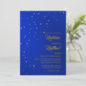 Invitation Astral Gold Stars Blue Starry Mariage du soir (Debout devant)