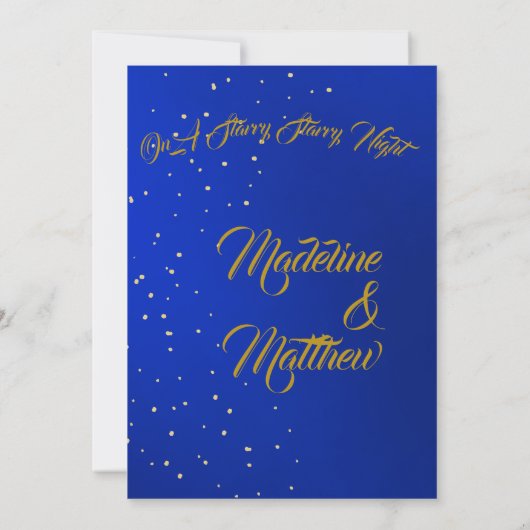 Invitation Astral Gold Stars Blue Starry Mariage du soir (Dos)
