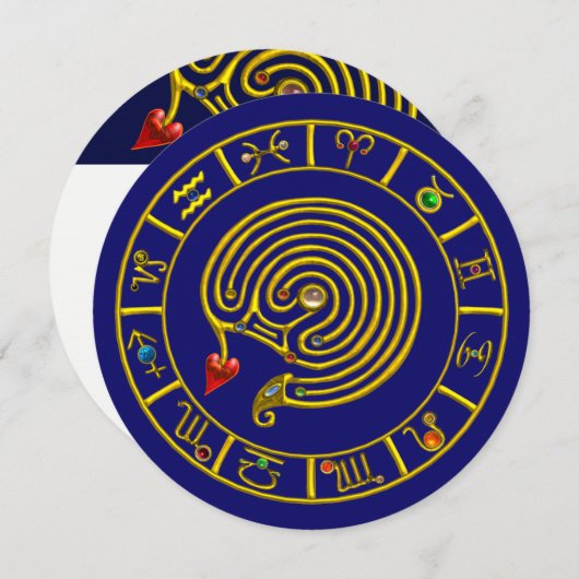 Invitation ASTRAL LABYRINTH GOLD ZODIAC CHART Astrologie (Devant / Derrière)
