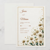 Invitation Astrantia blanche mariage doré Gold Gilded (Devant / Derrière)