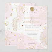 Invitation Astrologie Bohème Or Motif Céleste (Devant / Derrière)