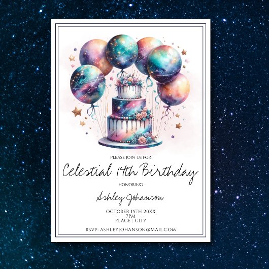 Invitation Astrologie cosmique mystique céleste Anniversaire