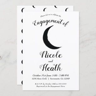 Invitation Astrologie de la Lune du Croissant noir Fiançaille