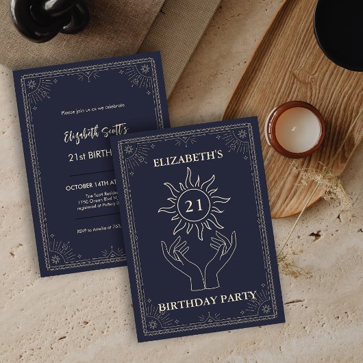 Invitation Astrologie Mystique Violet Star 21e anniversaire