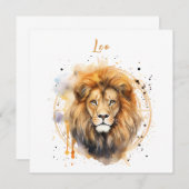 Invitation Astrologie signe zodiaque de Leo en aquarelle (Devant / Derrière)
