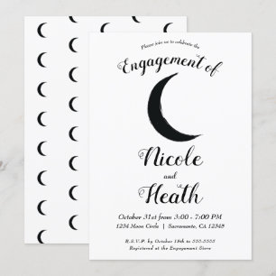 Invitation Astrologie Zodiaque Engagement Croissant de Lune N