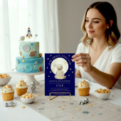 Invitation Astronaut Baby Moon First Birthday Navy Stars