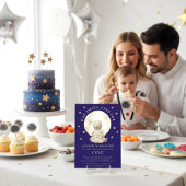Invitation Astronaut Baby Moon First Birthday Navy Stars