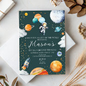 Invitation Astronaut Balloon Planets 1st Trip Around the Sun