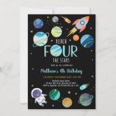 Invitation Astronaut bleu Espace extra-atmosphérique Quatrièm (Devant)