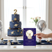 Invitation Astronaut Boy Moon Star Watercolor Second Birthday