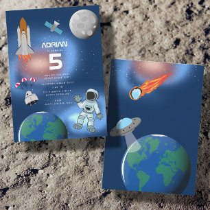 Invitation Astronaut dans l'espace Galaxie Thème Anniversaire
