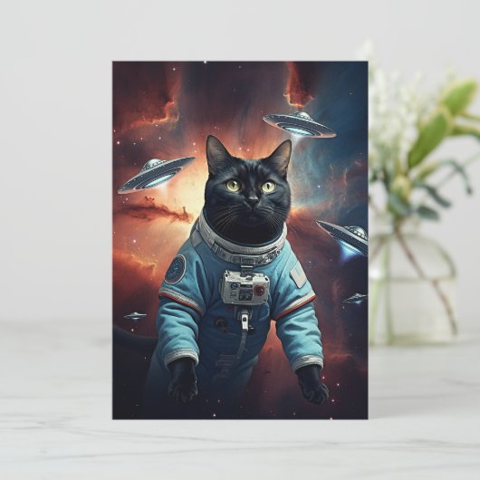 Invitation Astronaut de chat galactique (Debout devant)