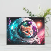 Invitation Astronaut de chat spatial drôle Kitty Galaxy Unive (Debout devant)