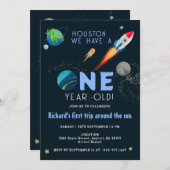 Invitation Astronaut de l'espace Enfants Coloré Amusants Anni (Devant / Derrière)