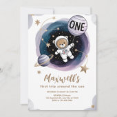 Invitation Astronaut Espace 1er anniversaire (Devant)