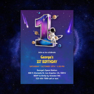Invitation Astronaut Espace Extérieur Thématique garçon 1er a