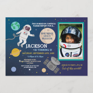Invitation Astronaut Espace Galaxie Anniversaire de la fête P